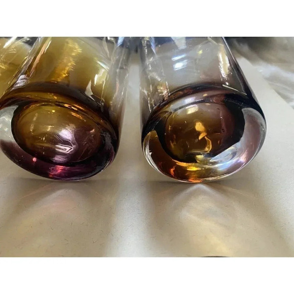 Lot of 4 Mexico Glass Tumblers Clear Amber Gold Purple Hand Made Glasses - Picture 13 of 15